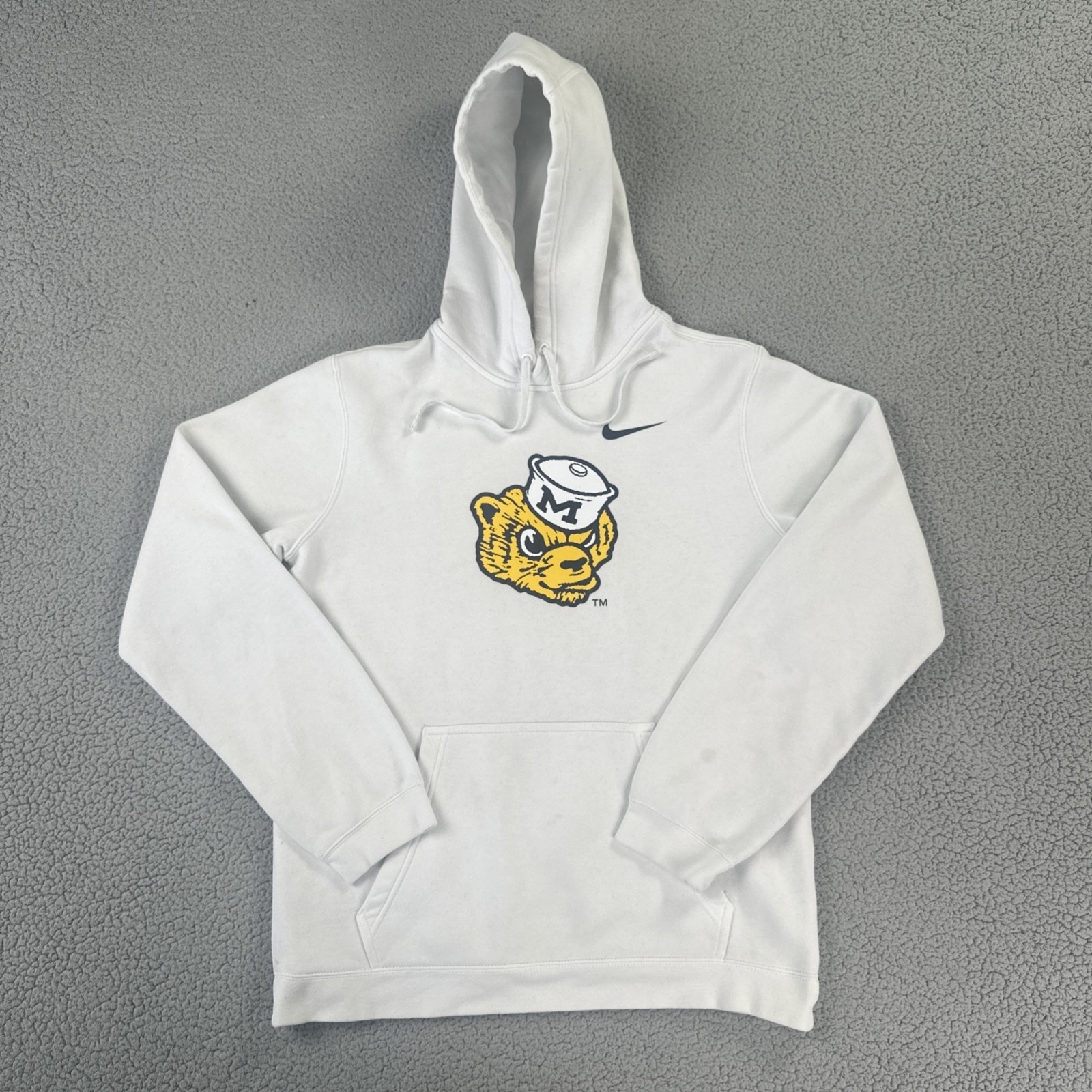 Nike Michigan Wolverines Hoodie Men Medium White Throwback Logo Pullover